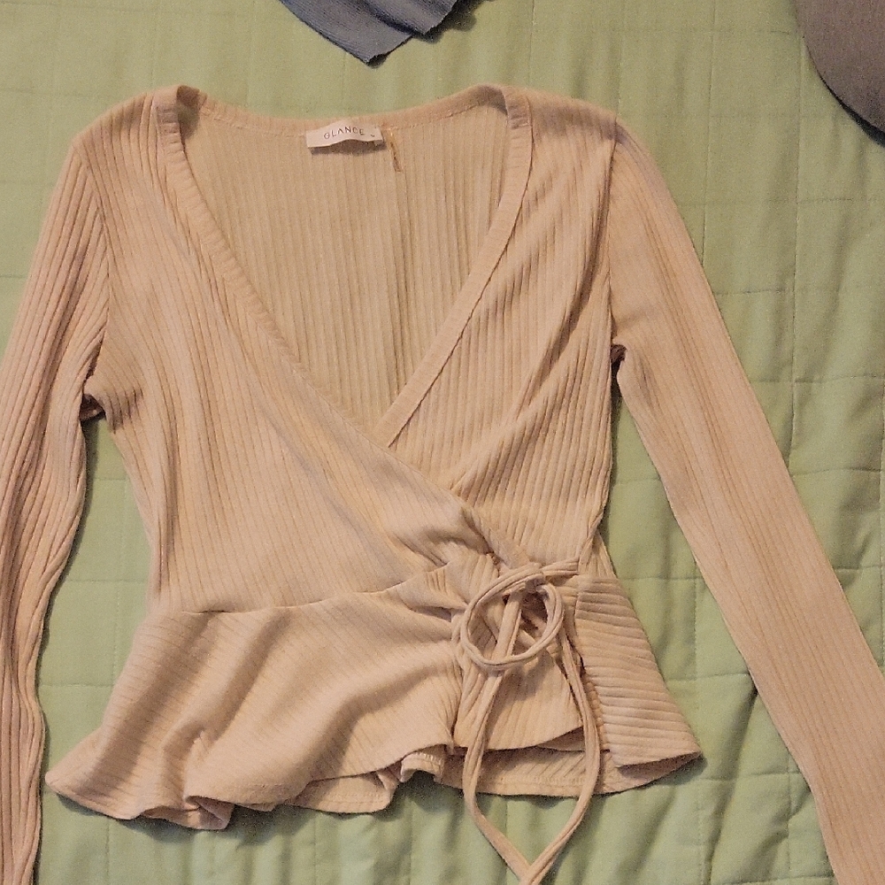 Women's Cream Wrap Top
